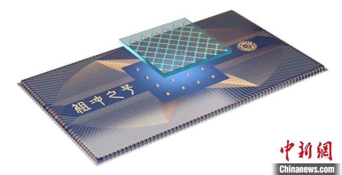 量子計算芯片示意圖。